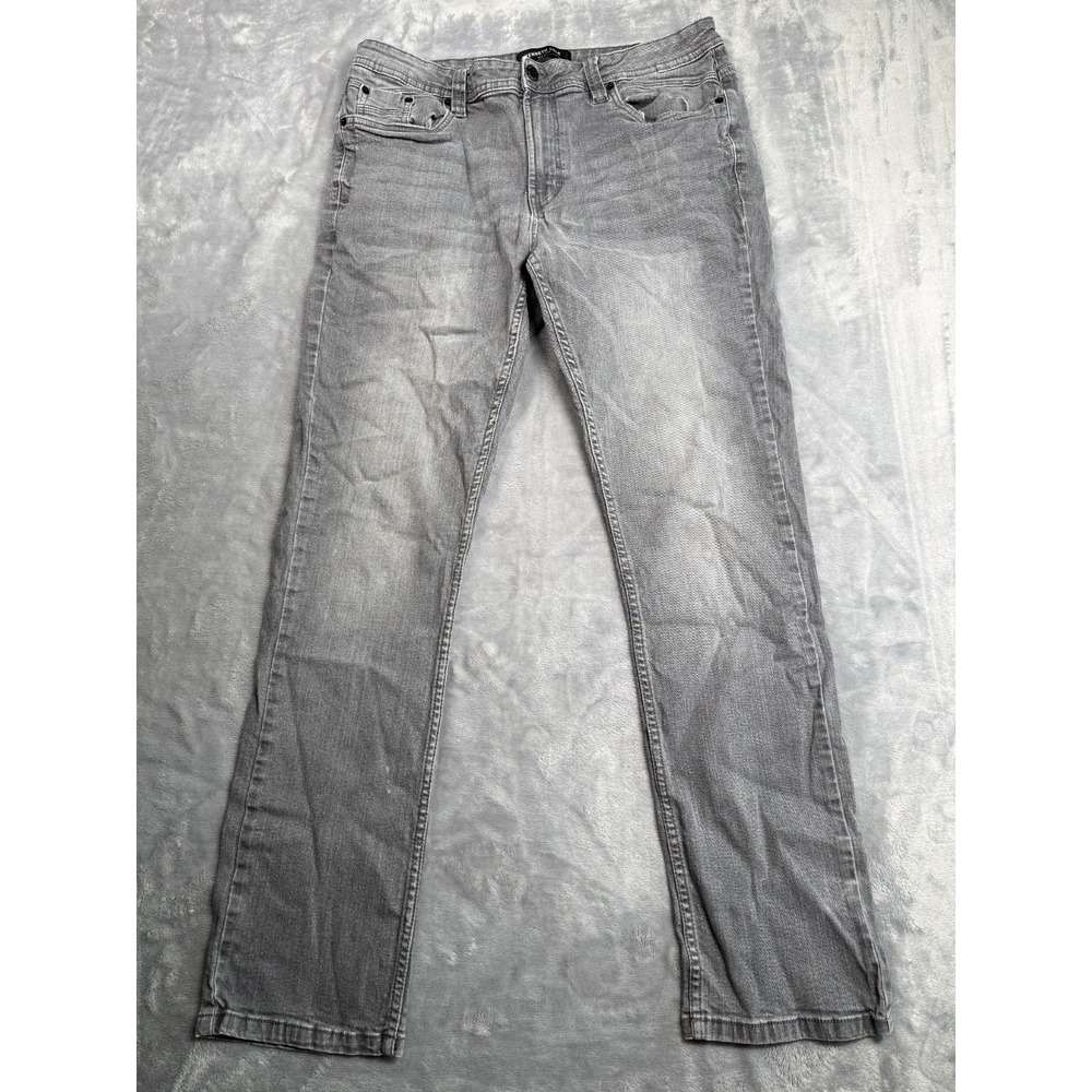 Kenneth Cole New York Jeans Mens 36x32 Gray Cotton Denim Mid Rise Straight Leg
